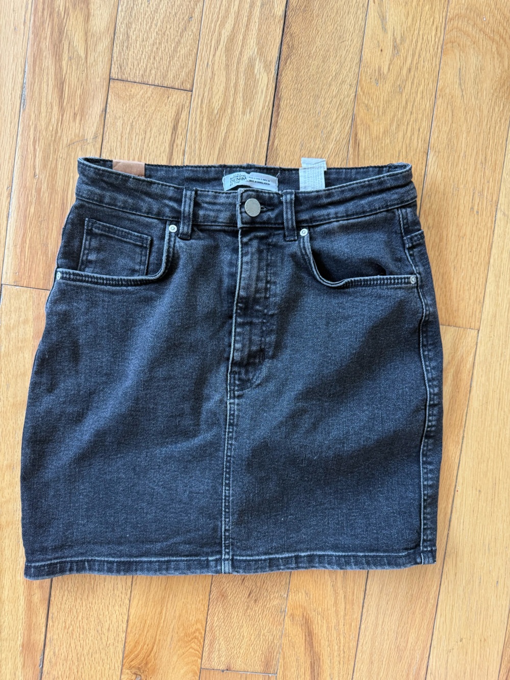Black Denim Mini Skirt - Women's Straight Fit